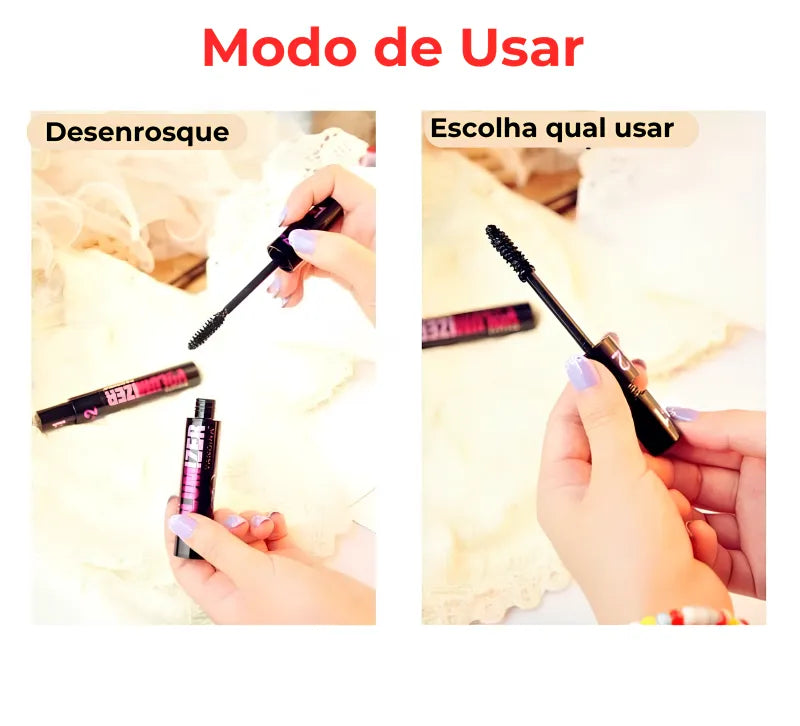 Máscara de Cílios - Rimel Preto 2 em 1 Alonga e dá Volume