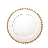 Prato Sobremesa Cristal com Borda Bolinha Dourada Pearl - 20 cm