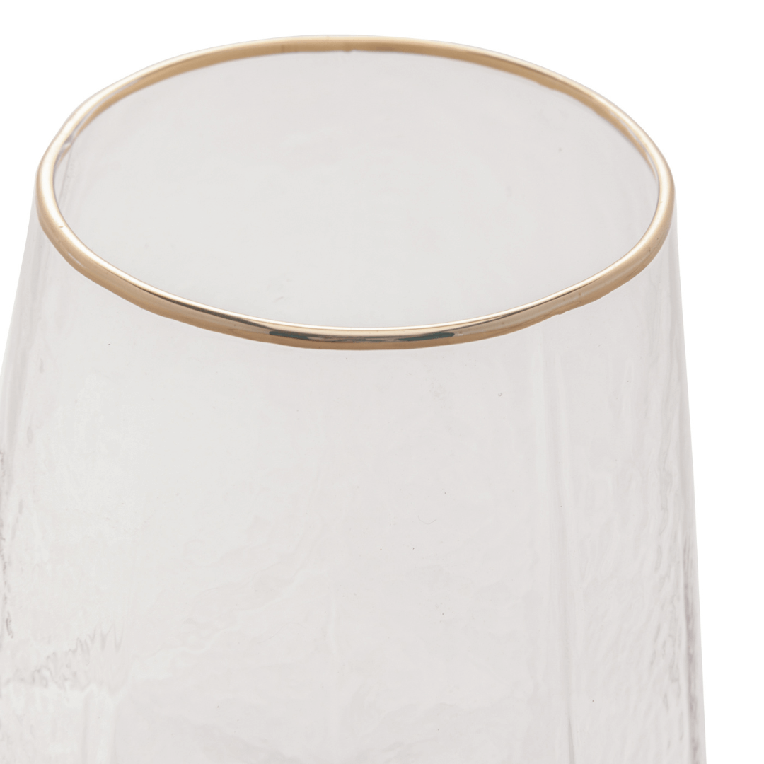 Jogo 2 Copos Baixos Whisky em Cristal com Borda Dourada 550ml