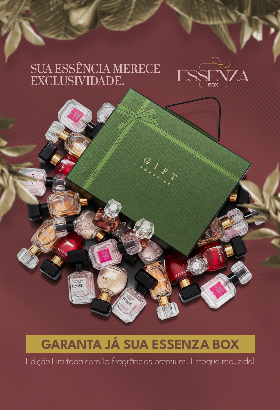 Caixa Surpresa Rosavie Essenza 15 Unidades Mini Perfumes Diversos Originais + Frete Grátis