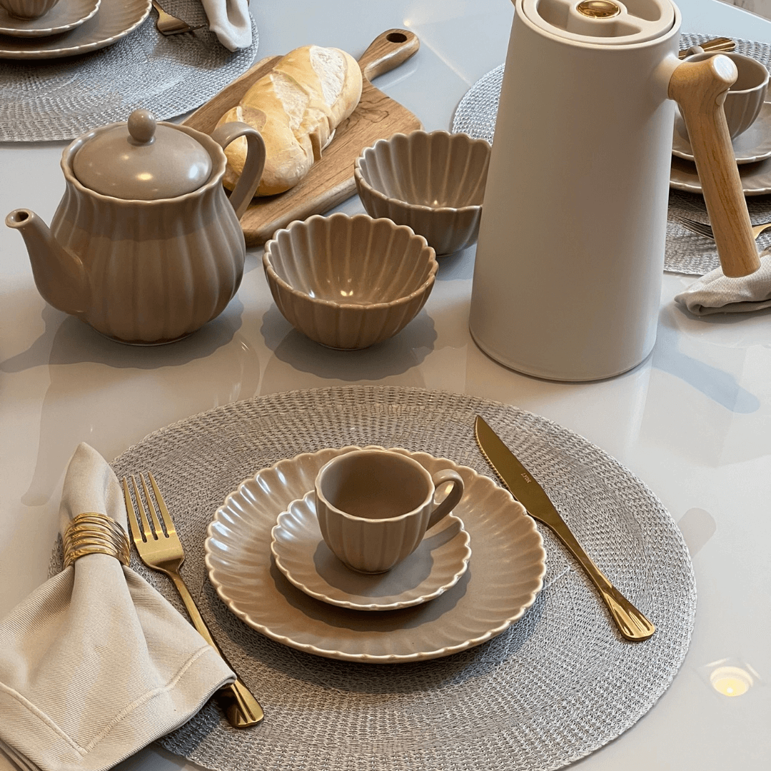 Prato de Sobremesa Porcelana Petala Areia Matt 20cm