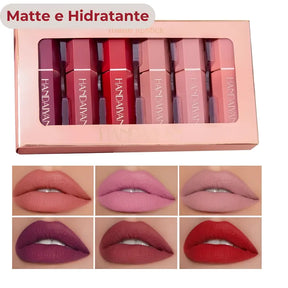 Kit de Batons Matte 6 Cores – Longa Duração e Hidratante