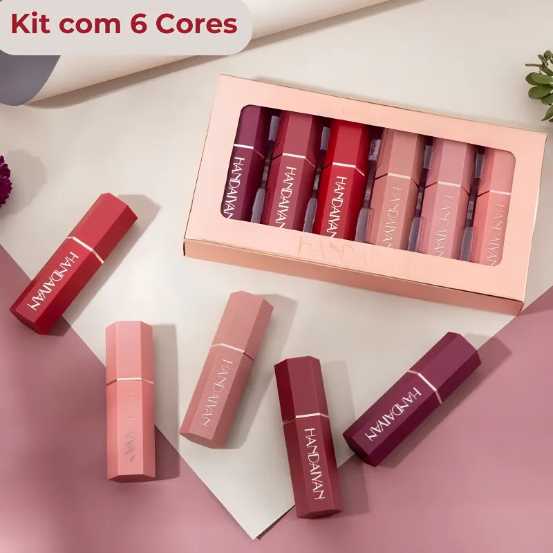 Kit de Batons Matte 6 Cores – Longa Duração e Hidratante