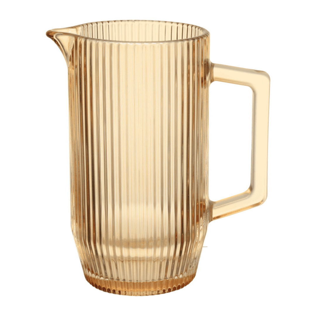 Jogo de Jarra com 6 Copos Graffiato de Vidro Âmbar 7 Peças