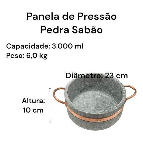 Panela de pressão Pedra Sabão 3000 ml