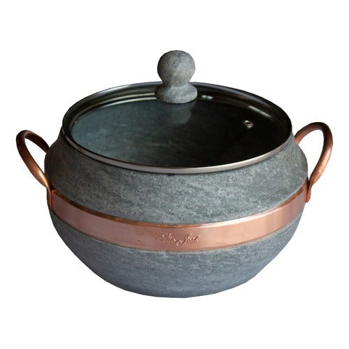 Conjunto de Panelas em Pedra Sabão Tampa de Vidro - 1,5; 3; 3,6 lts