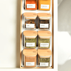Organizador para Temperos Keep de Bambu 10 Peças