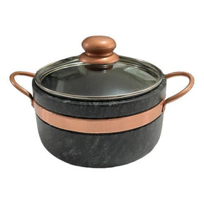 Jogo de Panelas de Pedra Sabão Tampa de Vidro 1,5 , 2, 3 e 4 Litros com Pegador Exclusivo