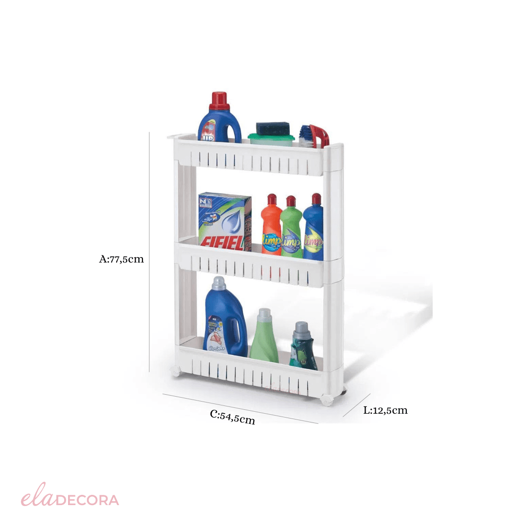 Prateleira de Carrinho Organizador Prateleira Multiuso com Rodinhas Branca
