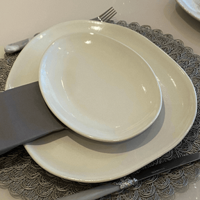 Prato Raso Oval Orgânico Stoneware Clay 31cm