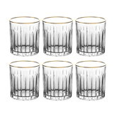 Jogo 6 Copos Baixos Whisky Soho Cristal Ecológico com Borda Dourada 310ml