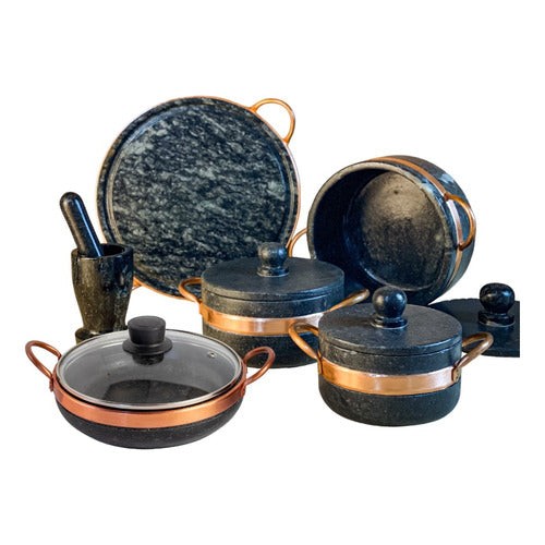 Jogo de Panelas De Pedra Sabão Duráveis 6 Peças