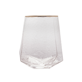 Jogo 2 Copos Baixos Whisky em Cristal com Borda Dourada 550ml